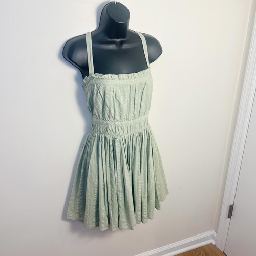 ASOS Green Ruched Sundress Mini Size 14 - Picture 3 of 9