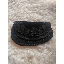 Vintage Coblentz Black Velvet Beaded Clutch Purse Handbag France