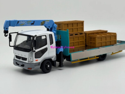 ■【GCD】1/64FUSO FIGHTER1024トラック白UNICクレーン付 GCD 1:64 White Blue Fuso Fighter Crane Truck Model Diecast