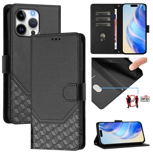 RFID Leather Wallet Case Cover For iPhone 16e 16 15 14 13 12 11 Pro Max XS Plus - Picture 55 of 91
