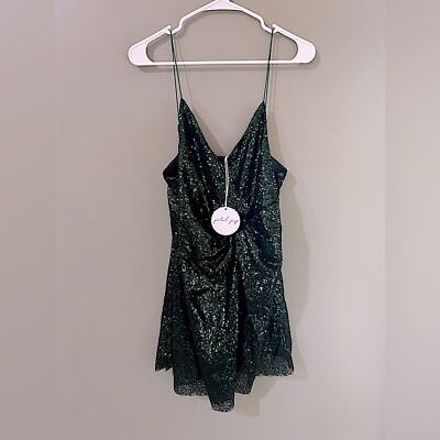Petal & Pup NWT emerald green sequin cocktail short mini dress size large |  eBay