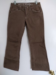 Women's Tommy Hilfiger brown stretch cotton bootcut pants size 6/8 short (meas.)