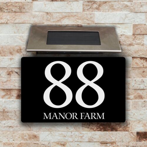 Personalised Solar House Sign Floating LED Door Number Plaque Wall Mounted Uk - Picture 7 of 11