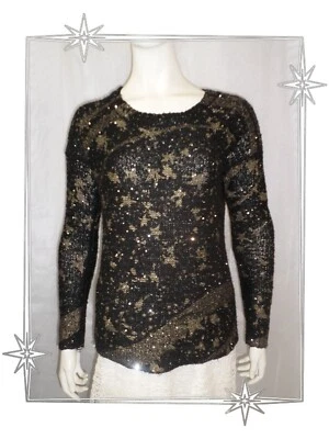 C - Pull Fantaisie Noir Doré 67J21C2 Desigual Taille XS - Photo 1/4