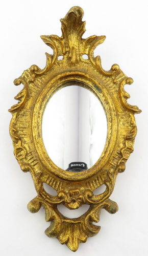 Vintage Small Oval Italian Florentine Gold colored Accent Mirror Home Decor