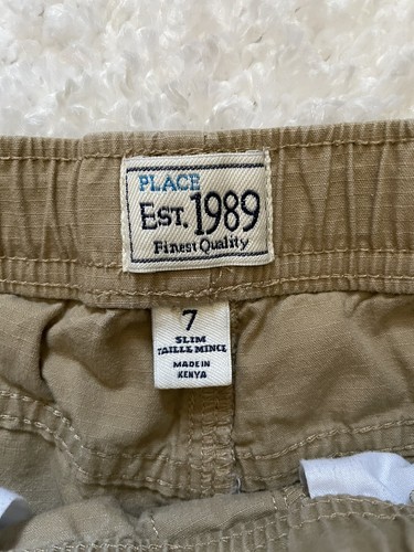 Children’s Place Boys Uniform Cargo Shorts 7 Slim Khaki Elastic Adjustable Waist - Picture 3 of 6