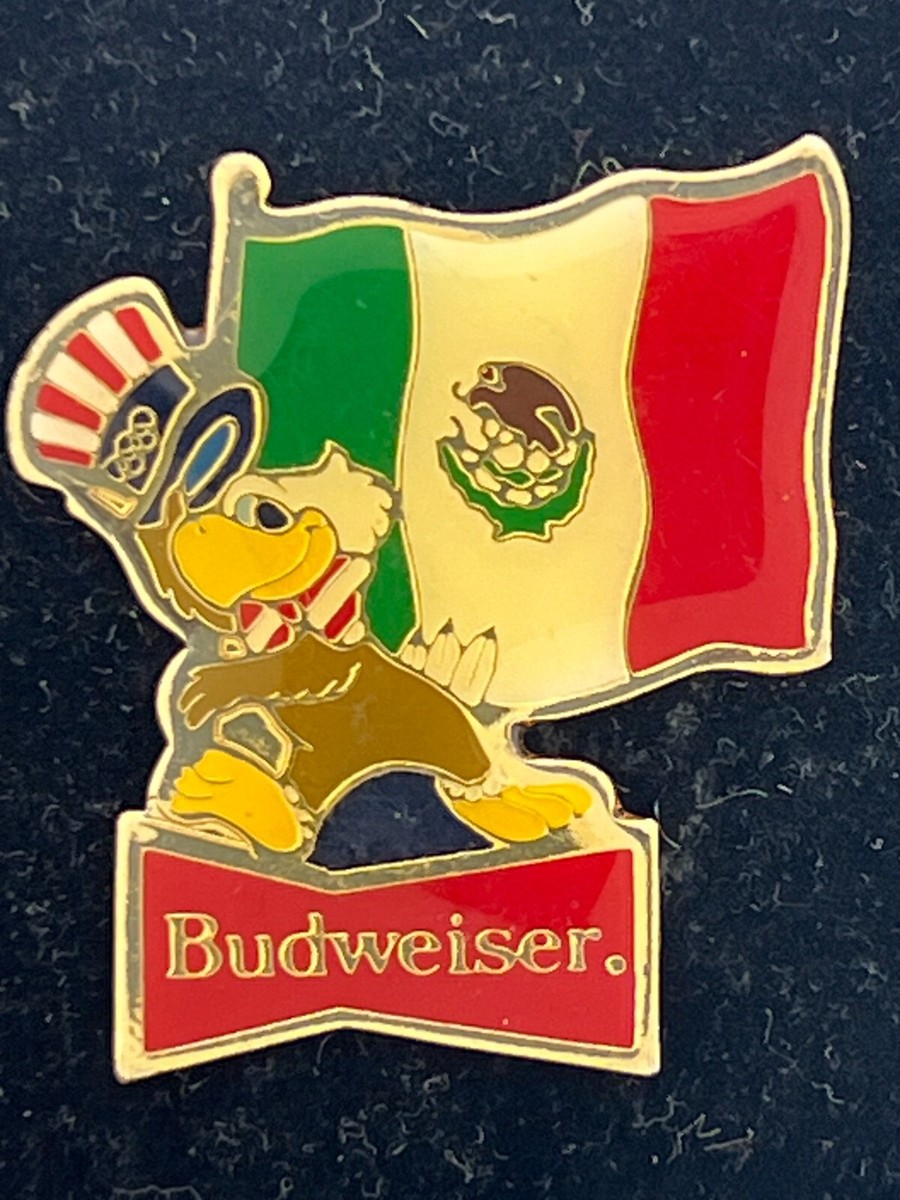 1984ロス五輪マスコット額入りピンバッチ 1984 Olympic Pin ~ Mexico Flag ~ Sponsor Budweiser ~ Mascot Sam