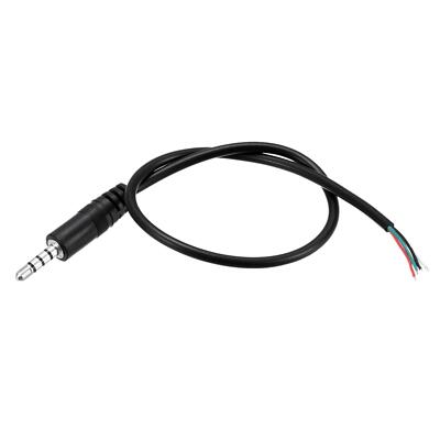 3.5mm Male Plug Bare Wire 4 Pole Stereo 1/8'' Jack Audio Cable 0.30m,2pcs