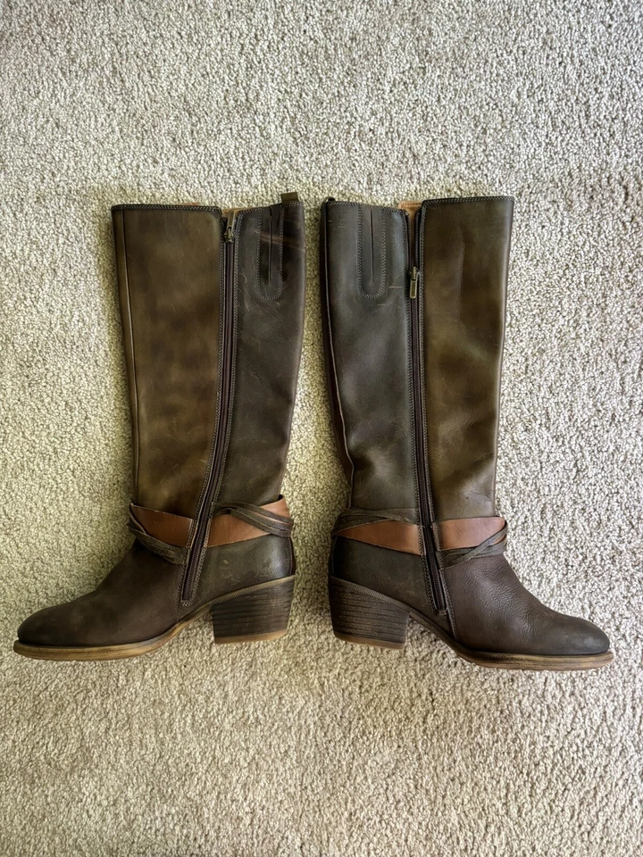 Botas Pikolinos con cinturón a mitad de pantorrilla aspecto occidental cuero marrón talla 38, 7,5 Foto 2 de 4