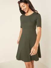 Old Navy Green Ribbed Fit and Flare Dress, Size M, NWOT 