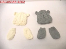 Weradau Newborn Ivory Grey 4Pc Winter Beanie Hat&Gloves Sets M 6-18 M X002PIYYVH