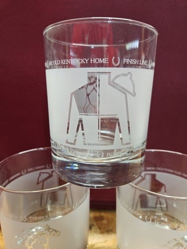 2006 ● Kentucky Derby ● Frosted Rocks Glasses ● Set Of (3) ● Pre-owned - Picture 4 of 11