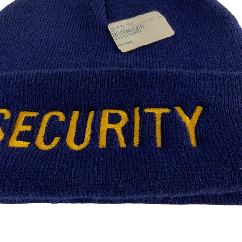 Knit Hat Watchman Style Acrylic Navy with Gold SECURITY Embroidered - Picture 2 of 8