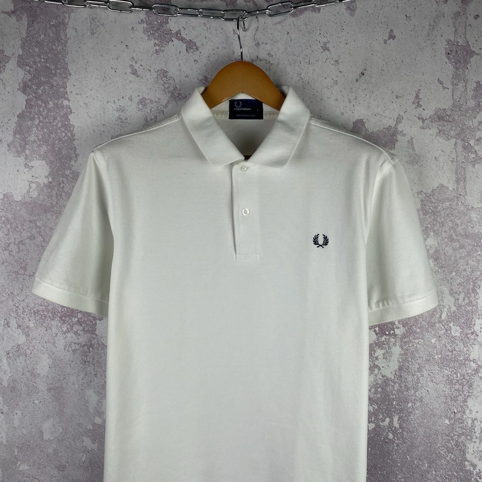 Camisa Polo Fred Perry De Colección Para Hombre Camiseta de Lujo Clásica Y2K Blanca Talla L Foto 2 de 4
