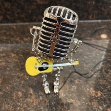 Vintage Microphone Guitar Lamp Cool Gifts for Music Lovers and Silver Night Lamp