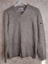 Stone Island V-Neck 100 Lana Wool Sweater Grey Authentic Art. 5915518D1 Sz M