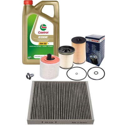 BOSCH Inspektionspaket 5L CASTROL EDGE 5W30 C3 Öl für OPEL ASTRA K 1.6 CDTI