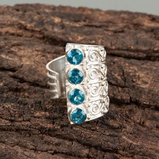 Blue Topaz Gemstone 925 Sterling Ring Handmade Jewelry Ring For Gift