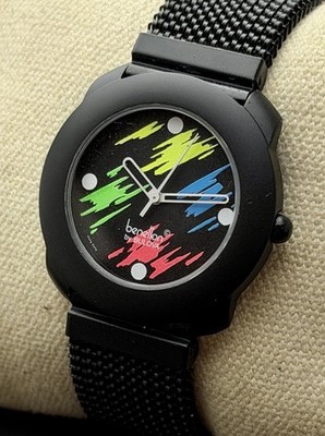 Vtg New BENETTON Bulova 34mm Women's Swiss Quartz Watch Black Case