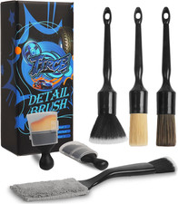 6PCS Car Detailing Brush Set, Boars Hair Car Detailing Brushes, Ultra Soft No Sc