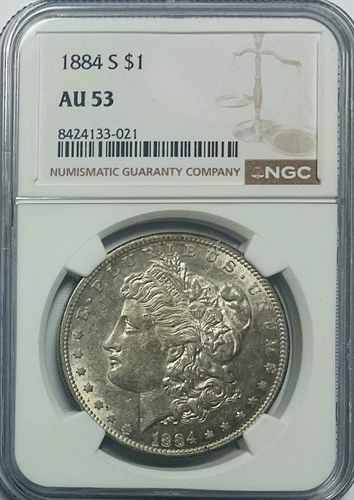 1884 S  Morgan Dollar NGC AU53 - Rare Key Date Coin