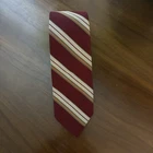 VTG Polo Ralph Lauren Silk Necktie Red White Gold Grenadine Woven REPP Stripe
