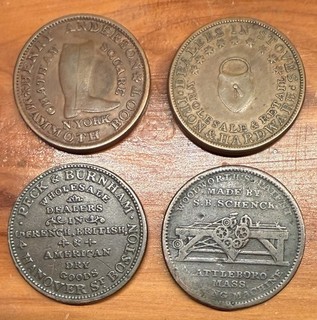 Lot of 4 Hard Times & Trade Tokens Nice Condition And Subject Matter