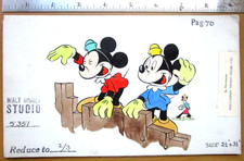 MICKEY MOUSE NIECES 1950's WALT DISNEY ORIGINAL drawing cel PAINTING FOR BOOK