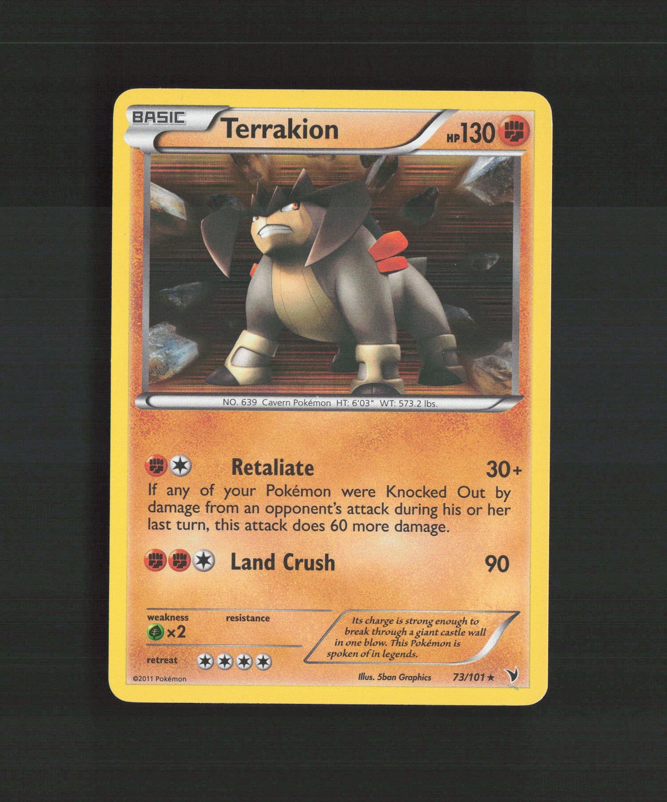 Terrakion 73/101 Noble Victories Holo Rare Pokemon Card LP