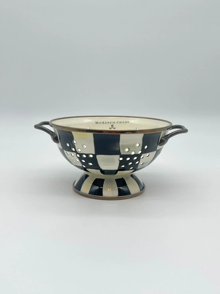 Mackenzie Childs Courtly Check SMALL Colander NEW, UNUSED, RARE!