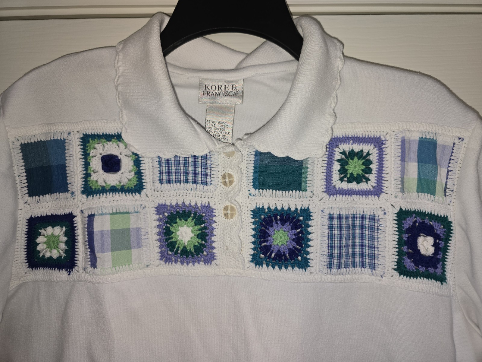 Vintage Granny Square Crotched Patchwork Womens P… - image 2