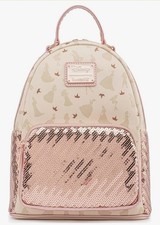 Mini Mochila Loungefly Disney Ultimate Princesses Estampado Completo Lentejuelas Nueva con Etiquetas