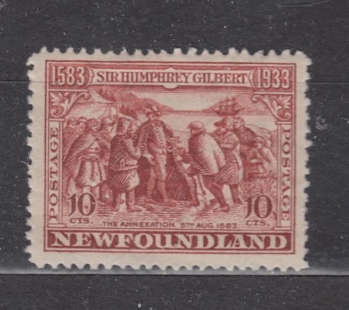 1933 NEWFOUNDLAND #220 10¢ SIR HUMPHREY GILBERT ISSUE F-VF