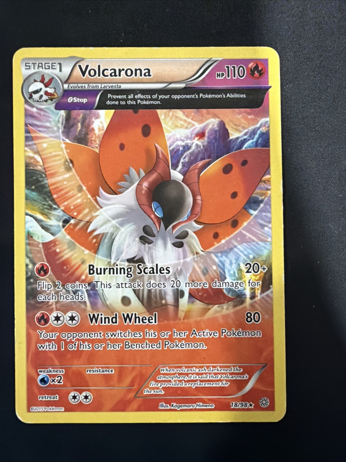 Pokemon --- VOLCARONA --- XY Ancient Origins! EXTENDED ART RARE! NM/Mint! 18/98