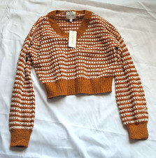 Pink Rose Women's Striped V-Neck Long Sleeve Knit Pullover Sweater Size S