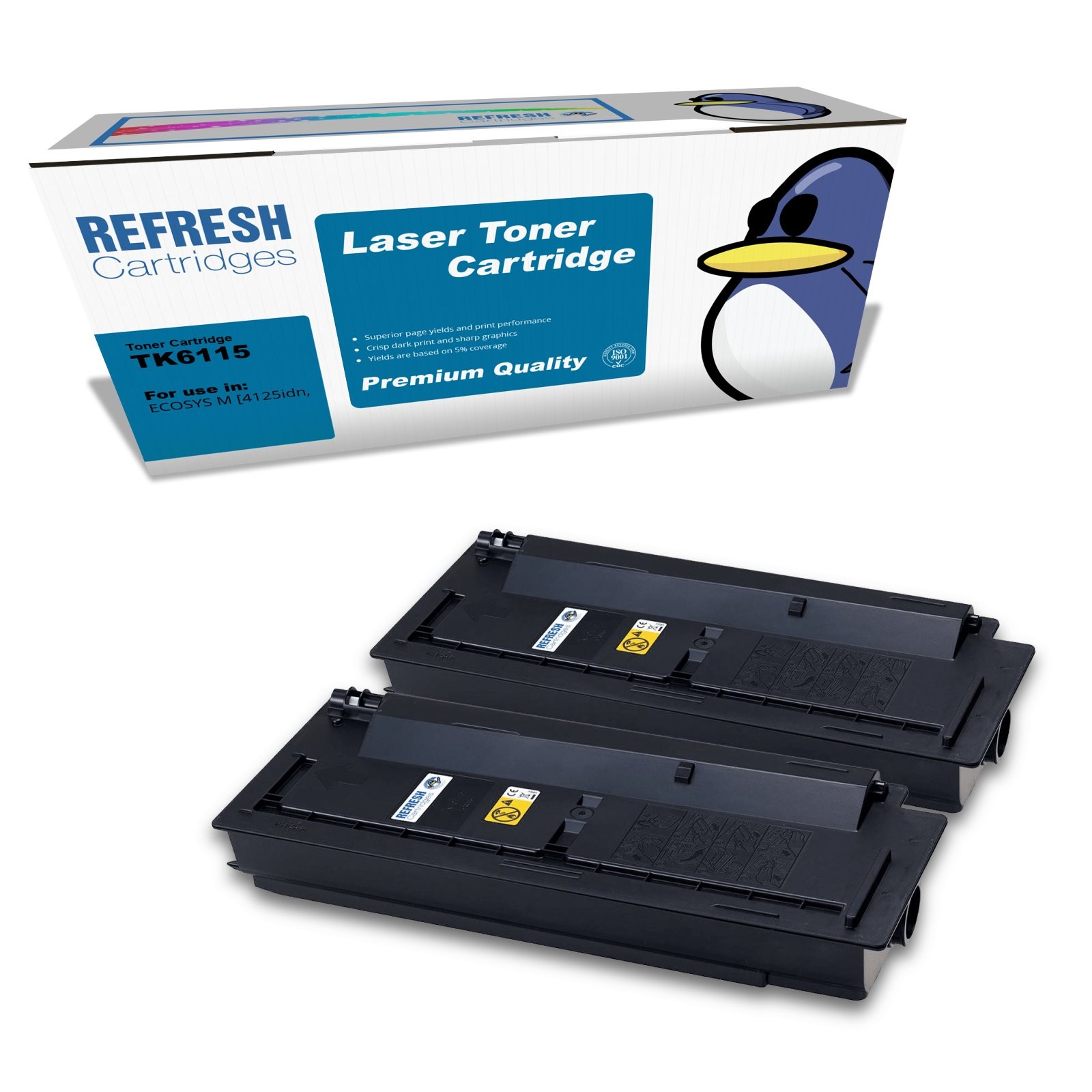 Refresh Cartridges Black TK-6115 Toner Twin Pack Compatible With Kyocera Printer