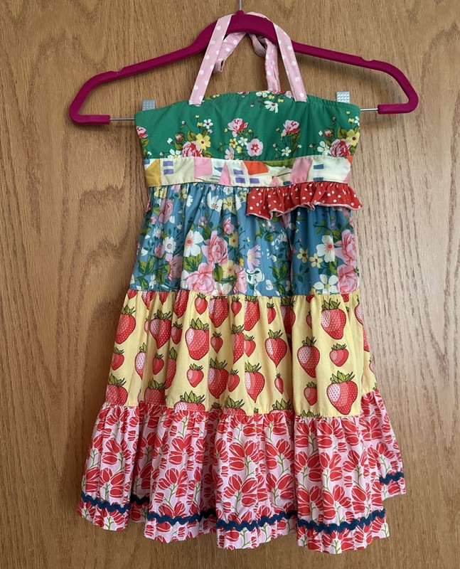 Matilda Jane Meadow Sweet Ellie Dress Size 6 Strawberries Floral Good Hart Girls