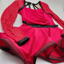 Weissman Dance Costume MA 13699 Red Black Leotard Recital Competition Sequin