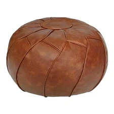  Unstuffed Pouf Cover - Round Foot Stool Ottoman - Storage Bean Bag Floor Brown