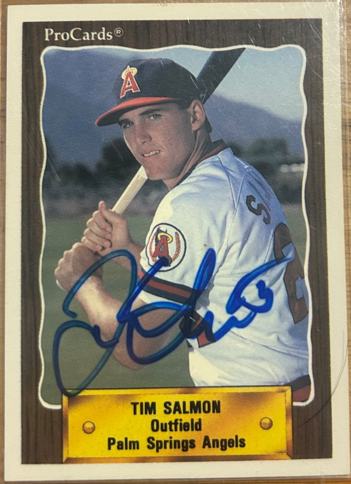 1990 ProCards TIM SALMON Rookie #854 🔥 Angels 🔥 STUNNING Autograph  ⚾️👀