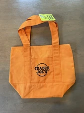 Trader Joe's Mini Tote Canvas Bag Halloween Orange NEW