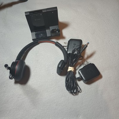 Plantronics Poly Savi W8210T 8210 DECT Wireless Headset w/ Charger Cradle W8200B