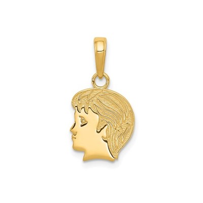 10k Gelbgold Junge Profil Anhänger Charm für Frauen poliert Silhouette Andenken