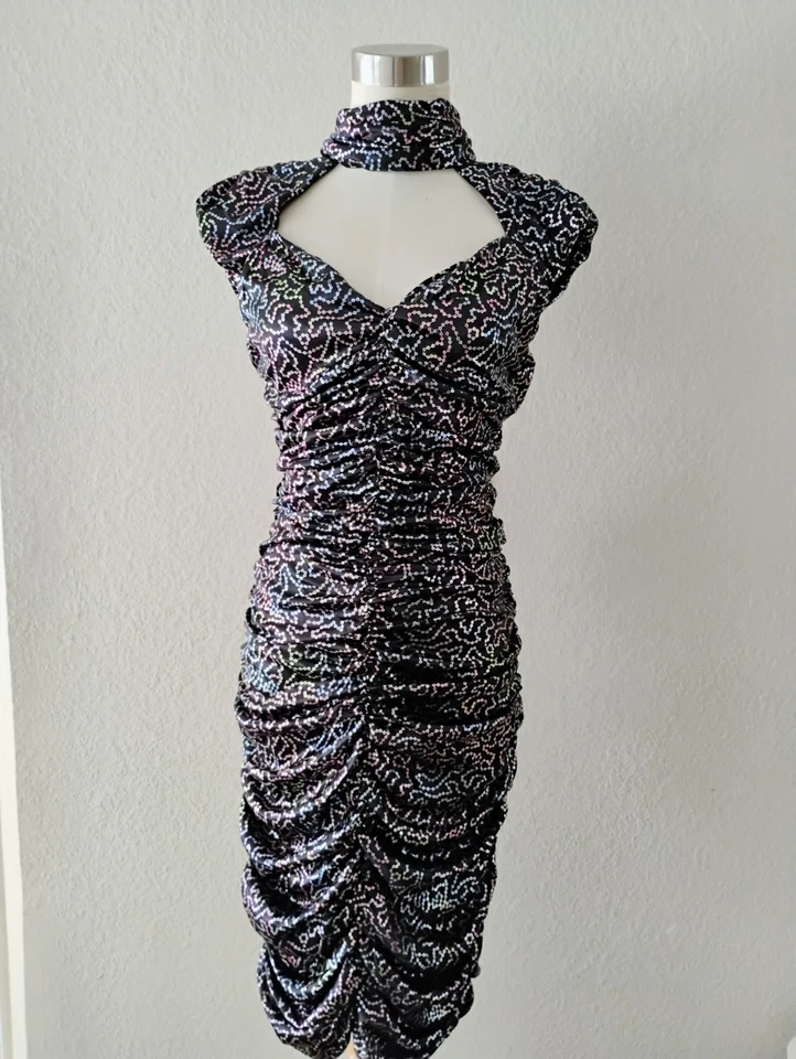 7 Mujeres Adulto Disfraz Vestido Retro Años 70 Disco Talla XS/S (2-6) con Boa Pluma Foto 3 de 4