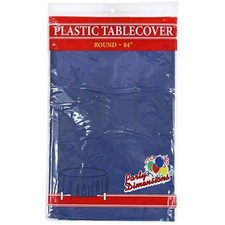 84'' Blue Round TableCloth Plastic Disposable