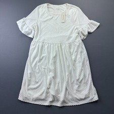 Dee Elly Francesca's Dress Women's Small White Swiss Dot Ruffle Sleeve Boho NWT
