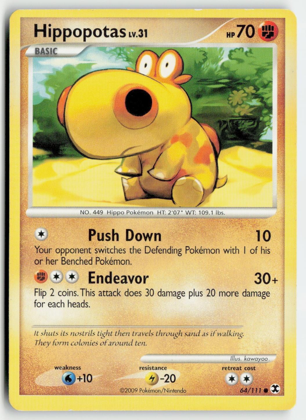 HIPPOPOTAS 64/111 COMMON RISING RIVALS POKEMON MODERATELY PLAYED