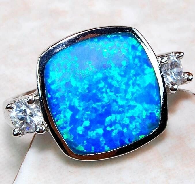 Australian Opal Inlay 925 Solid Sterling Silver Ring Sz 6 GA3-4