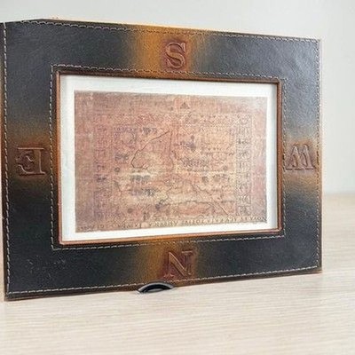 Vintage GuildMaster Arts Framed Old World Map Wall Decor with Faux Leather Frame
