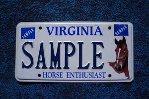 Virginia HORSE LOVER Sample License Plate